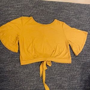 Mustard yellow crop top shirt